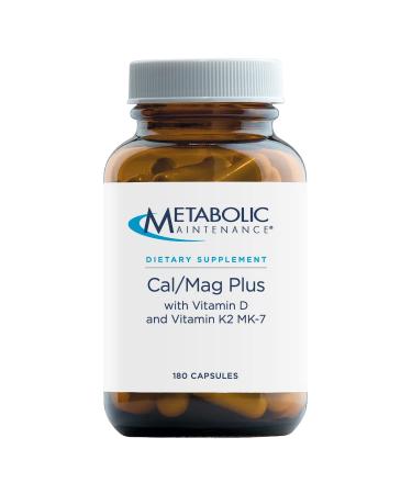 Metabolic Maintenance Cal Mag Plus with Vitamin D-3 + Vitamin K2 M7 - Bioavailable Calcium Citrate Malate Supplement with Magnesium Zinc Vitamins D + K - Bone + Heart Support (180 Capsules)