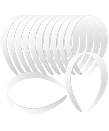 VOKOY 12 Pcs White Plastic Headbands  1 Wide No Teeth Plain Headbands DIY Hair Bands Headbands for Girls Women