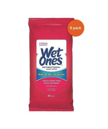Wet Ones Antibacterial Hand Wipes Fresh Scent 20 Count (Pack of 10