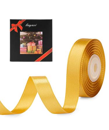 LIUYAXI Solid Color Yellow Satin Ribbon 1/2 inch x 25 Yard, Ribbons Perfect for Crafts, Hair Bows, Gift Wrapping, Wedding Party Decoration and More