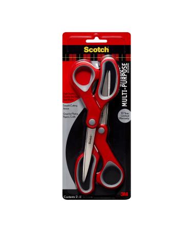 Scotch 8" Multi-Purpose Scissors, 2-Pack, Great for Everyday Use (1428-2) 2 Count Standard Packaging