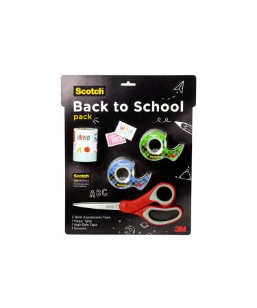 Scotch Back to School Pack Includes 1 Pair Multi-Purpose Scissors 3 Rolls Scotch Expressions Tapes 1 Roll Scotch Magic Tape and 1 Roll Scotch Wall-Safe Tape (BTSPKScotch-21)