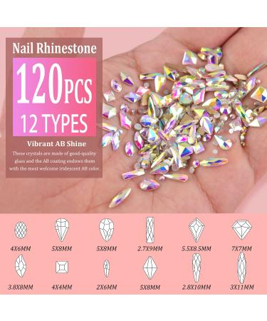 Canvalite 1820Pcs Rhinestones Nail Gems 12 Styles 3D Glass Crystals Nail  Charms Shiny Multi Shape Flatback Nail Rhinestones for Nail Art with  Rhinestones Picker and Tweezers for DIY Nail Art Multi shape-ab