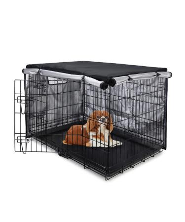 Medibot Dog Crate Cover - Double Door, Waterproof Dog Kennel Cover with Air Vent Window, for Indoor/Outdoor Most Wire Dog Crate 36 inch Black