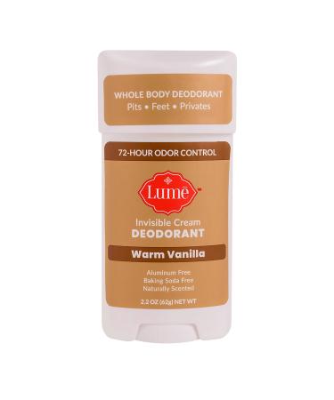 Lume Natural Deodorant - Underarms and Private Parts - Aluminum-Free, Baking Soda-Free, Hypoallergenic, and Safe For Sensitive Skin - 2.2 Ounce Cream Stick (Warm Vanilla)