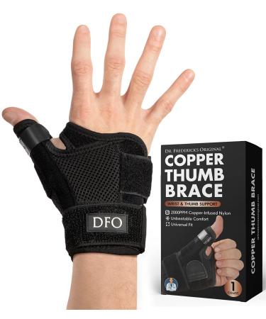 Dr. Frederick's Original Reversible Copper Infused Thumb Brace - 1 Brace - CMC Spica Splint for De Quervains Tendonitis, Arthritis, Injury, Pain Relief - Thumb Wrist Stabilization - Left or Right Hand - Fits Men and Women