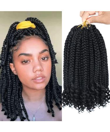 Layashow 12 Inch Crochet Box Braids Curly Ends 6 Packs Bohemian Box Braids  Crochet Braid Hair for Black Women (1B, 12 Inch)… 12 Inch 1B