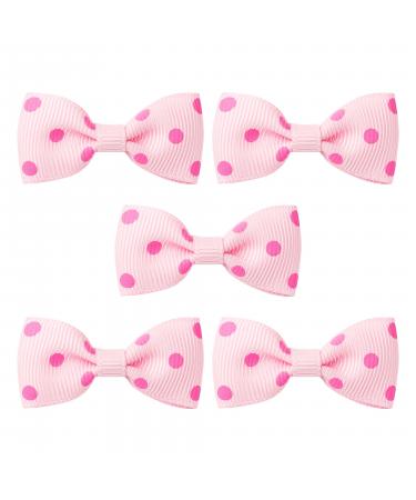 sourcing map 5PCS Small Dog Hair Bows with Dots Pattern Pet Hair Bows Cute Dog Grooming Bows Accessories for Dogs Puppies Cats 5-Piece Pink