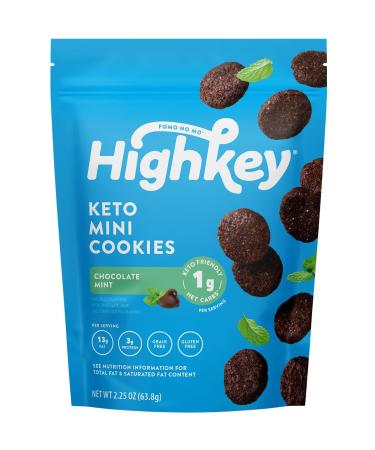 HighKey Keto Snacks Low Carb Cookies - Grain & Gluten Free Foods - No Sugar Added Dessert Snack Treats - Healthy Protein Cookie Sweets - Paleo and Diabetic Friendly Food - Chocolate Mint - 1 Pack