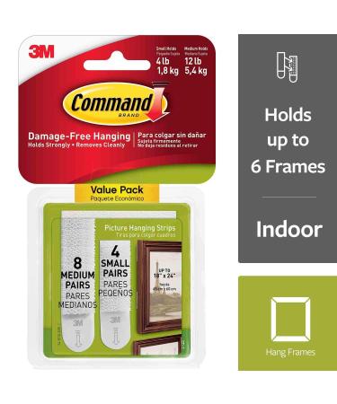  Command Picture Hanging Strips, Medium, White, 3-Pairs
