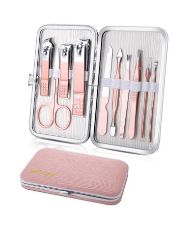  Manicure Set Professional Nail Clippers Kit Pedicure Care  Tools- Stainless Steel Women Grooming Kit 18Pcs for Travel or Home (Pink) :  Beauty & Personal Care