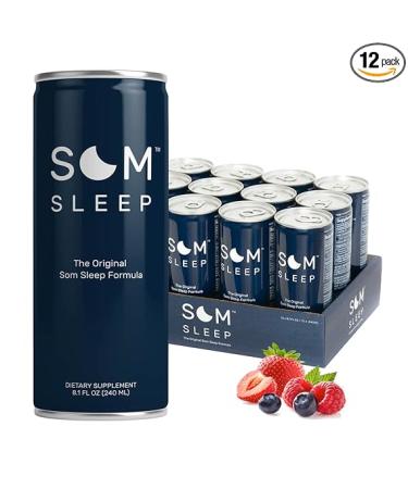 Som Sleep Functional Sleep Drink Melatonin Magnesium Vitamin B6 L Theanine GABA The Original Sleep Support Formula Vegan Sleep Aid Supplement Original Berry 8.1 Fl Oz -12 Pack