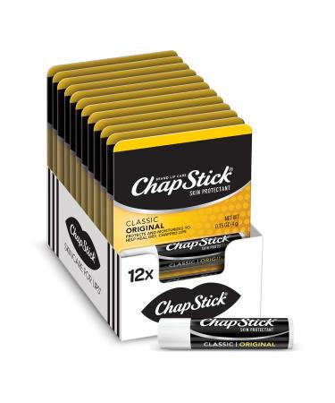 ChapStick Classic Original Lip Balm Tubes, Lip Care - 0.15 Oz (12 Blister Packs of One Each)