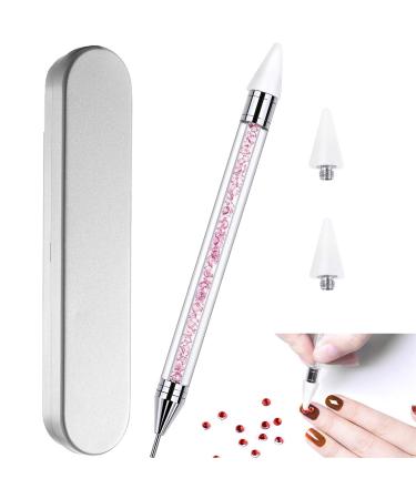 Nail Rhinestone Picker Dotting Tool with Extra 2 Wax Head, Dual-ended DIY  Nail Art Tool With Pink Acrylic Handle