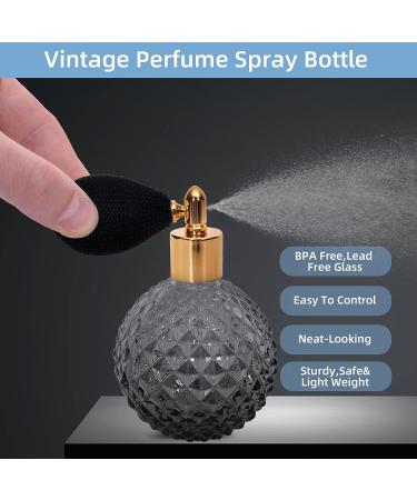 WTWEN 100ml Perfume Spray Bottle Vintage Style Glass Refillable Bottle for  Lady Gift (Black)