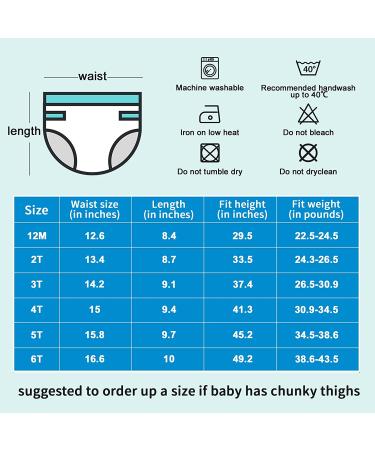 MooMoo Baby Waterproof Training Pants 2T-7T, 6-Pack, Cotton Absorbent  Toddler Potty Underwear for Boys & Girls