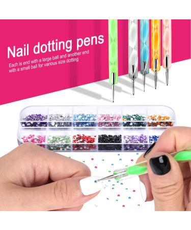 Nail Art Supplies, Nail Art Tools Set with 3000 Pcs Nails Crystals Glitter  Rhinestones & 5 Pcs Art Dotting Pen, Nails Glitter Rhinestones and Nail  Diamonds Rhinestones Kit 