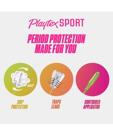 Playtex Sport Tampons with Flex-Fit Technology, Regular & Super Multi Pack,  Unscented - 50Count 50 Count (Pack of 1)
