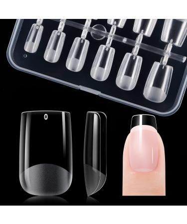 Gelike ec Mini Short Nail Tips - Soft Gel Nail Tips Square Shaped Full Cover Gel X Nails Pre Etched for Extensions PMMA Resin Clear Strong False Press on Nails 120PCS 12 Sizes SHORT SQUARE 120-S-Square