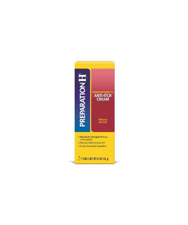 Preparation H Anti-Itch Hemorrhoid Treatment Cream with Hydrocortisone 1% Maximum Strength Relief 0.9 Oz 0.9 Ounce (Pack of 1)