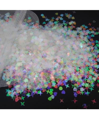 Glitter Confetti Hearts- Holographic Pink