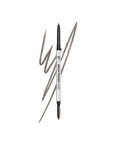 IT Cosmetics Brow Power Micro  Universal Taupe - Universal Eyebrow Pencil - Mimics the Look of Real Hair - Budge-Proof Formula - Built-in Spoolie - 0.017 oz
