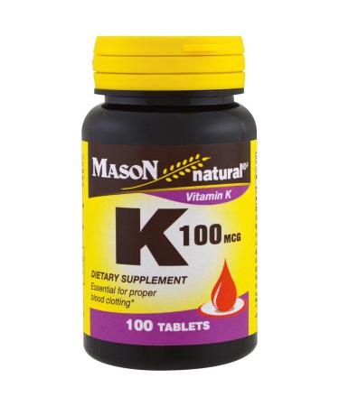 Mason Natural Vitamin K, 100mcg, Tablets, 100 ea
