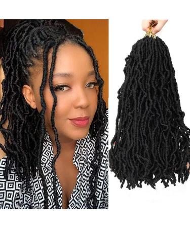 14 Inch 8 Packs Short Soft New Faux Locs Crochet Hair Pre Looped Distressed Goddess Locs Braids Hair Natural Curly Wavy Bohemian Synthetic Hair Extensions for Kids Women (8 Packs 14 Inch 1B) 14 Inch (Pack of 8) Black