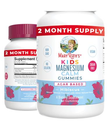 Kids Magnesium Citrate Gummies by MaryRuth's | 2 Month Supply | Sugar Free | Magnesium Supplement | Calm Magnesium Gummies for Kids 2+ | Bone, Nerve, Gut Health | Vegan | Non-GMO | 60 Count Kids Gummies