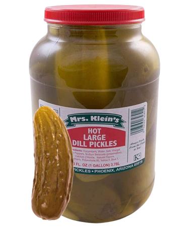 Mrs. Kleins Large Hot Pickles | Bold Spicy Dill Pickle Snack | Spicy Giant Dill Pickles Made with Natural Ingredients | Kosher, Low Carb, Gluten Free & Vegan | Wholesale Hot Pickles 128 fl oz Jar 128 Fl Oz (Pack of 1)