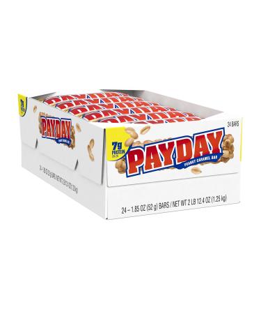 PAYDAY Peanut and Caramel Candy, Bulk Candy, 1.85 oz Bars (24 ct) Peanut Caramel, Standard 24 Count (Pack of 1)