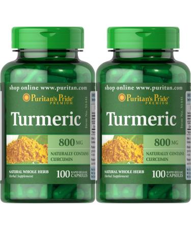 Puritan's Pride Turmeric 800 mg 100 Capsules (2 Pack)