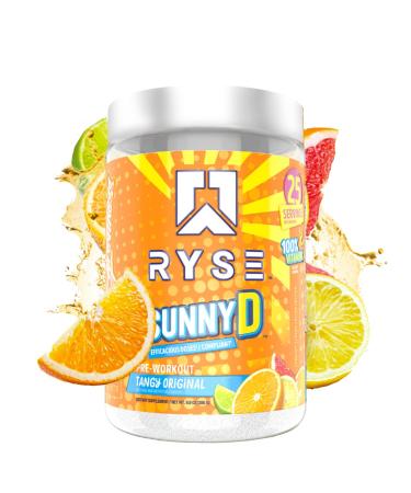 Ryse Project Blackout Pre Workout | Pump, Energy, Strength | Caffeine, Vitacholine, Nitrates, and Theobromine | 25 Servings (Sunny D Tangy Original) Servings Based ON Weight NOT Volume SunnyD (Original Tangy)