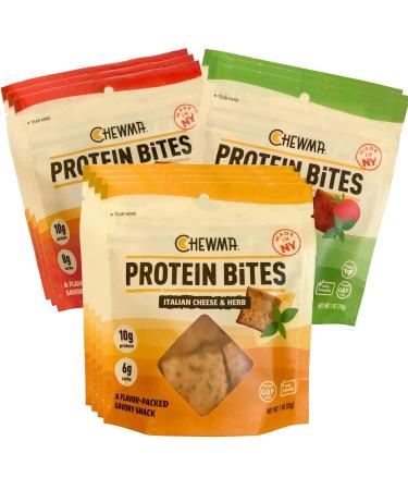 Chewma, Protein Bites Variety Pack, Low Carb Bites 10g Protein, Plant Based, Keto Diet Friendly Savory Baked Crisps, Almond Flour, Gluten Free Snack, No Sugar Added, No Trans Fat, Made in USA, 10 Pack Variety 10 Pack
