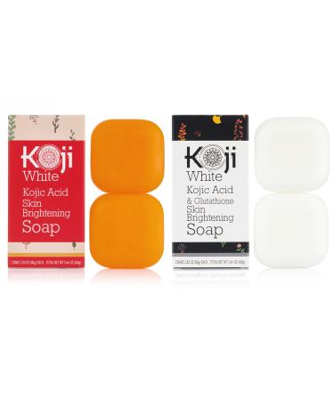 Pure Kojic Acid Skin Brightening & Glutathione Soap Bundle for Dark Spot & Glowing Skin Moisturizing for Face & Body Acne Scars Uneven Skin Tone SLS & Paraben Free Not Tested on Animal