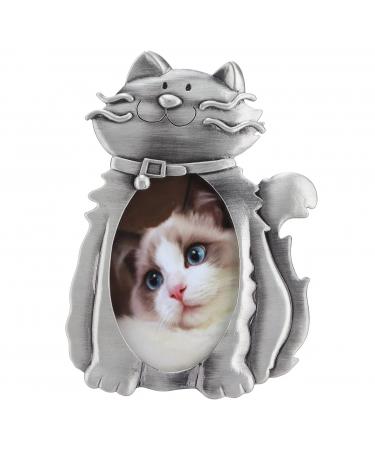 CUTULAMO Cat Picture Frame Inch Metal Cat Photo Fram Cute Cat Shaped Widely Used Easy To Display for Bedroom for Cat