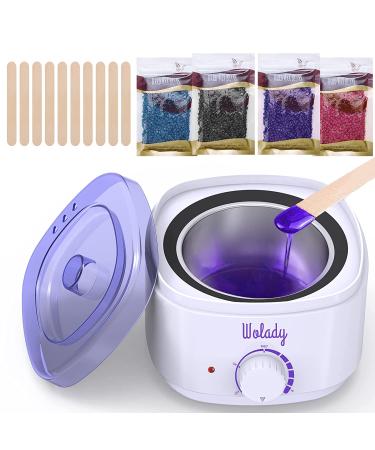 Wax Warmer Hair Removal Kit, Wolady Electric Professional Wax Heater with 4  Different Hard Wax Beans and 10 Wax Applicator Sticks, Suitable for All Wax  Types