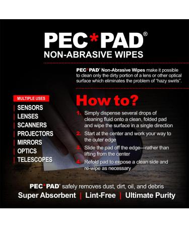 PEC-PAD Lint Free Wipes 4”x4” Non-Abrasive Ultra Soft Cloth for Cleaning  Sensitive Surfaces like Camera, Lens, Filters, Film, Scanners, Telescopes