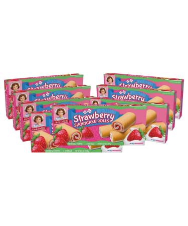Little Debbie Strawberry Shortcake Rolls, Yellow Cake Rolled with Layers of Creme and Strawberry-flavored Fruit Filling (8 Boxes), Red