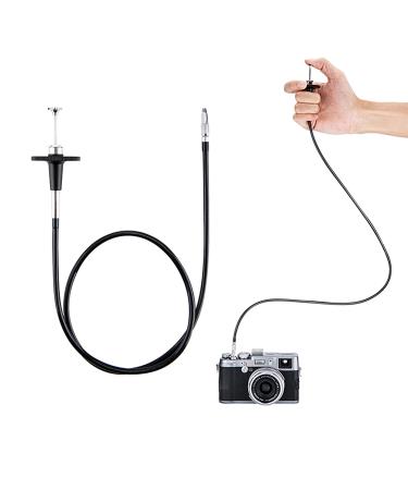 JJC TCR-70BK Black 70cm Threaded Cable Release, Mechanical Shutter Release Cable, Mechanical Cable Release with Bulb-Lock Design for Long exposures 70cm Black