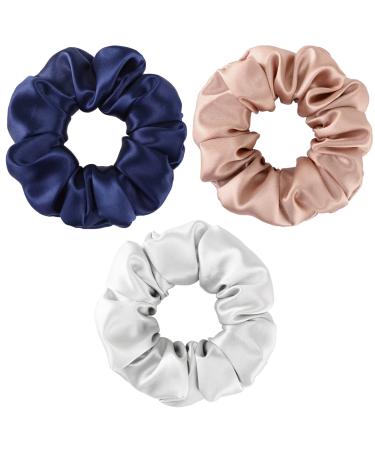 Utukky Silk 100% Pure Hair Scrunchies for Womens and Girls Mulberry Silk Soft Hair Ties Natural No Damage for Ponytail Holder Cute Tie Multicolor1-3 Packs