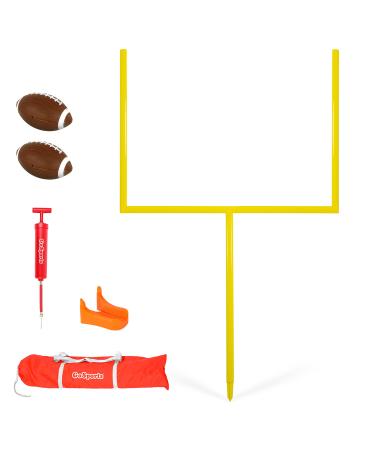 GoSports Football Field Goal Post Set with 2 Footballs and Kicking Tee - Life Sized Backyard Field Goal for Kids and Adults - 6 ft or 8 ft 6 ft Standard