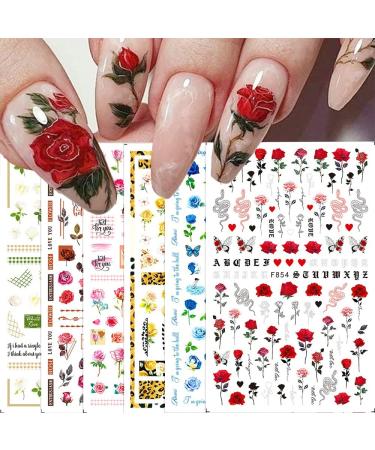 Flower Nail Stickers - 5D White Flowers Nail Art Decals Self-Adhesive  Embossed Floral Rose Nail Art Supplies French Nail Designs DIY Wedding  Manicure Decorations for Women Girls - 4 Sheets Flower9-12