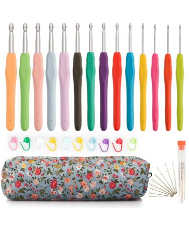 OWill 14 Piece Crochet Hooks Set, Crochet Hooks Suitable for Beginners Adults, Soft Grip Crochet Needles with Storage Case, Ergonomic Crochet Hooks Applications for Knitter Enthusiasts