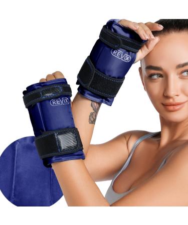 REVIX Wrist Ice Pack Wraps for Carpal Tunnel Relief (2-Piece Set) Reusable Gel Ice Packs for Hand Injuries, Rheumatoid, Tendinitis and Swelling, Navy