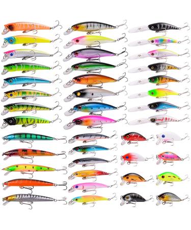 Aorace Fishing Lures Kit Mixed Including Minnow Popper Crank Baits with Hooks for Saltwater Freshwater Trout Bass Salmon Fishing