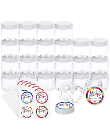  Habbi 24 Pack 6oz Slime Containers with Lids Plastic Jars for  White Water-Tight Lids and Stickers Mini Storage for DIY Slime Making,  Candy, Beads, Art Crafts, Lotion : Arts, Crafts 
