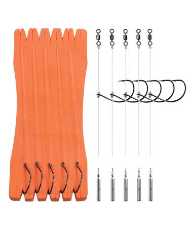 THKFISH Fishing Ready Tied Rigs Drop Shot Rig with Wacky Rig Hooks Drop Shot Weights Swivel Wire Leader Line Rigs Bass Fishing Rigs 5PCS SINKER 1/4 oz 1/0# Hooks