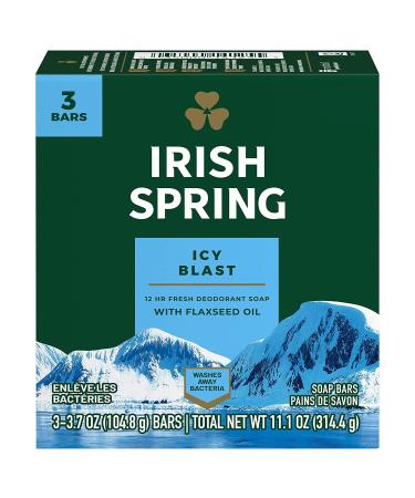 Irish Spring Bar Soap for Men, Icy Blast Deodorant Bar Soap, 3.7 Oz, 8 Pack