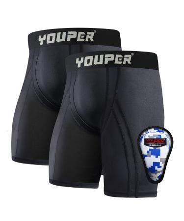 Youper Boys Youth Padded Sliding Shorts with Soft Protective Athletic Cup  for Baseball, Football, Lacrosse